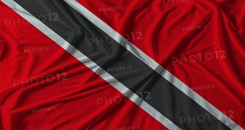 Trinidad and Tobago flag with fabric texture background. National flag of Trinidad and Tobago with cloth texture