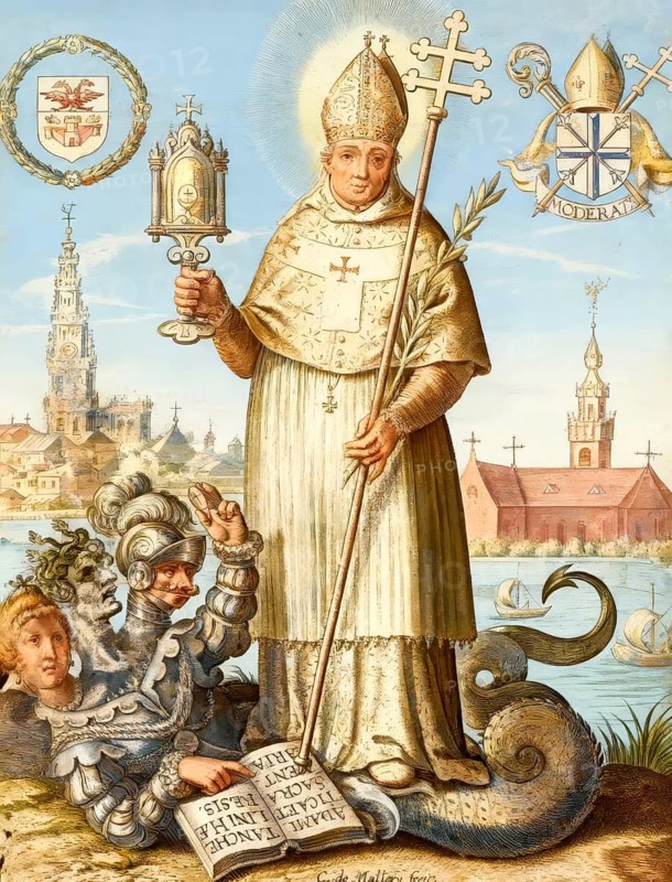 Saint Norbert of Xanten, c. 1080 — 1134, preaching against the Heresy of Tanchelm of Antwerp, early 12th century, Antwerp, Belgium