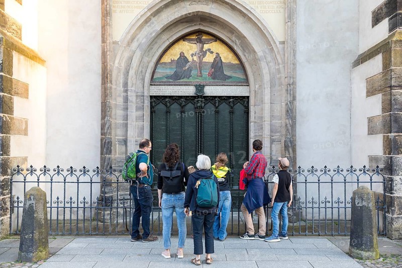 The thesis door of the castle church, Luther city Wittenberg, Saxony-Anhalt, Germany