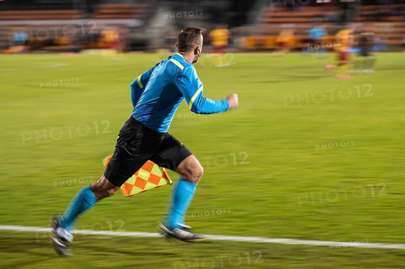 Assistant of football referee during the match in Glogow, Poland