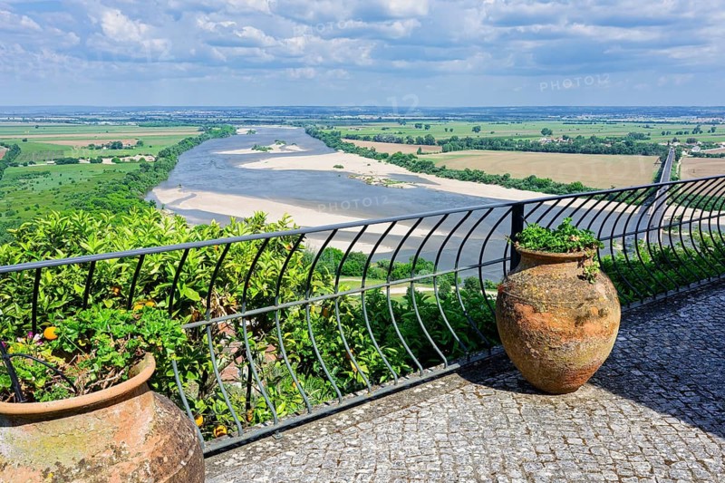View over the Tagus River and Dom Luis I bridge, Santarem, Ribatejo, Portugal