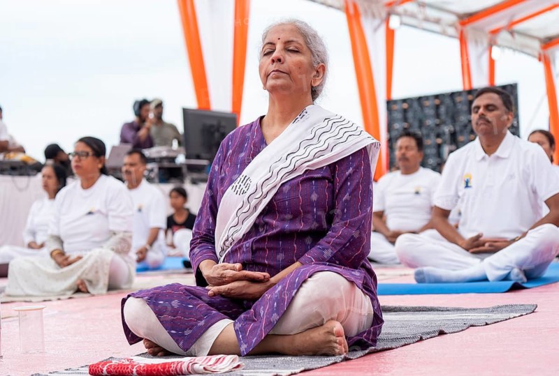 Union Finance Minister Nirmala Sitharaman participated in a mass yoga session organised on the occasion of International Day of Yoga, in Guwahati, India on 21 June 2026. The International Day of Yoga is a global observance celebrated every year on 21 June to promote the benefits of yoga for physical, mental, and spiritual well-being