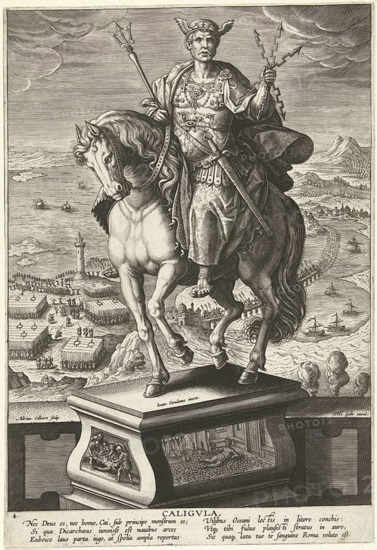 Gaius Caesar Augustus Germanicus (born 31 August 12 in Antium as Gaius Iulius Caesar, died 24 January 41 in Rome), known posthumously as Caligula, was Roman Emperor from 37 to 41, illustration, reproduction of a 19th-century original. Authentic, file restored for optimal use, exact date of the original unknown, historical
