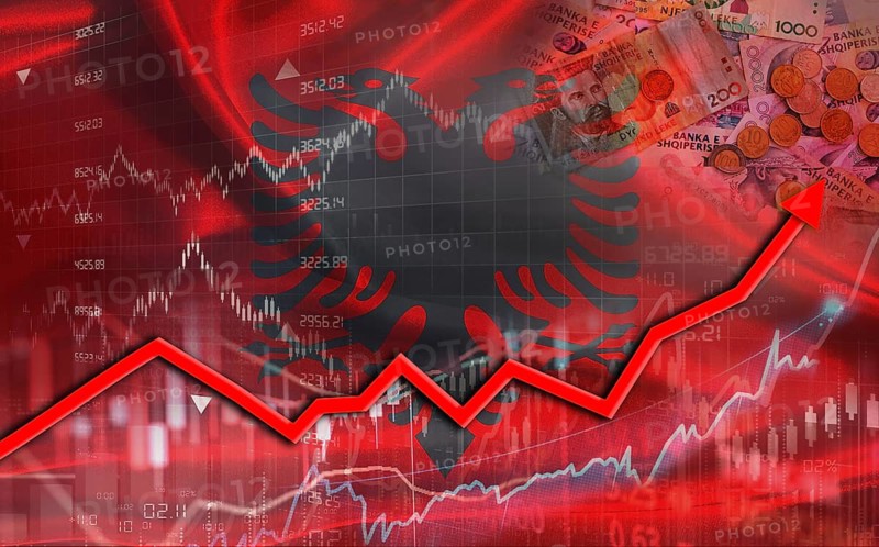 Albanian economic growth on financial graph. Albania financial growth on market graph