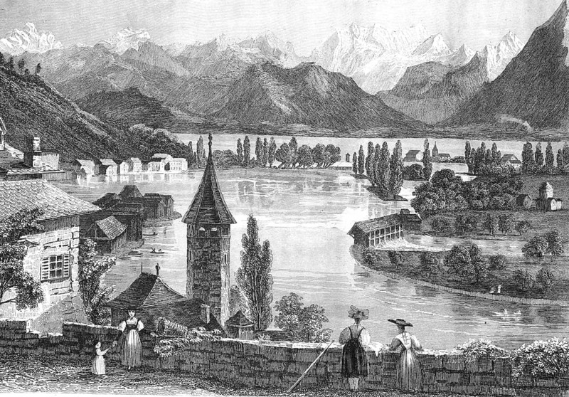 Surrounding area of Zurich, Lake Zurich around 1870, Switzerland, illustration, reproduction from a model from the 19th century. Authentic, file restored for optimal use, exact date of submission unknown, historical