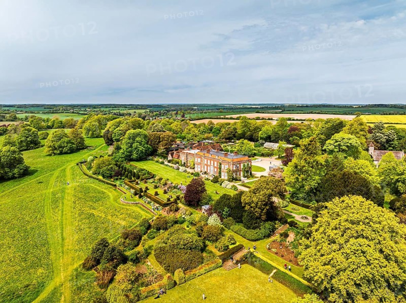 Hinton Ampner House and Garden from a drone, Winchester, Hampshire, England, United Kingdom