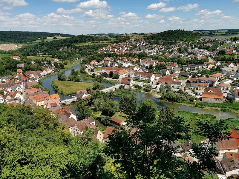 View of the city from above, Harburg, Donau-Ries district, Swabia, Bavaria, Germany