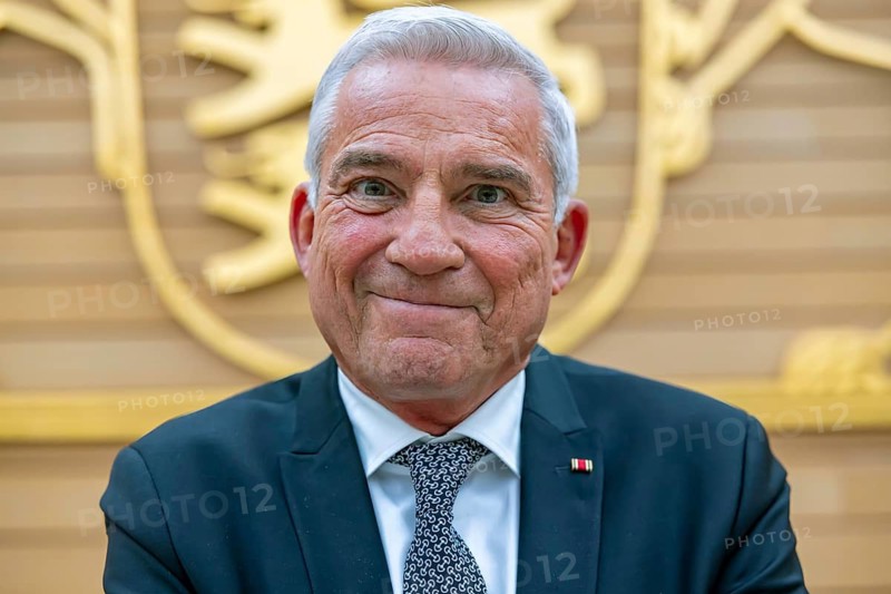 Thomas Strobl, CDU, new president of the state parliament. Portrait in front of the national coat of arms in the plenary hall. Constituent session of the 18th state parliament of Baden-Württemberg. Stuttgart, Baden-Württemberg, Germany