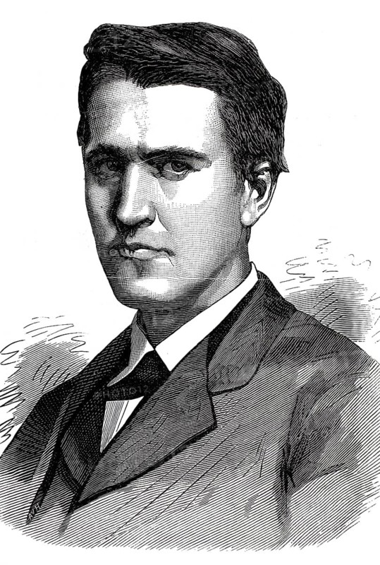 Thomas Alva Edison (11 February 1847 – 18 October 1931), world-famous American inventor and successful entrepreneur. He is regarded as one of the most prolific inventors in history and secured over 1, 000 patents in the USA alone. His best-known inventions include bringing the electric light bulb to market, the phonograph (the precursor to the record player) and the carbon microphone for early telephones, illustration, reproduction of a 19th-century original. Authentic, file restored for optimal use, exact date of the original unknown, historical