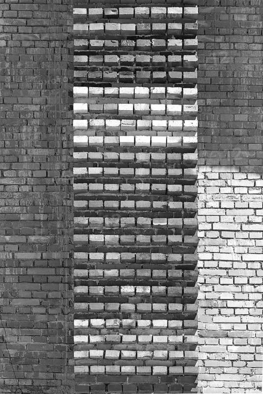 Detailed view of the masonry of the Congress Hall in the courtyard, unfinished National Socialist monumental building on the Reichsparteitag grounds, black and white, Nuremberg, Middle Franconia, Bavaria, Germany