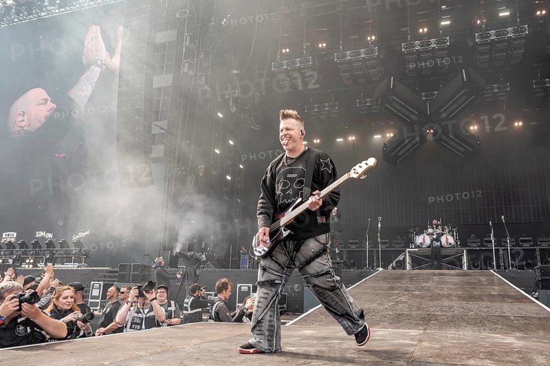 Bass player Brad Walst from the Canadian rock band Three Days Grace live on the Utopia Stage during the Rock im Park Festival on the Zeppelin Field in Nuremberg, Germany on June 5, 2026