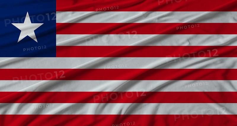 Liberia flag waving. Flag of Liberia with cloth texture