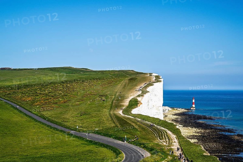 Beachy Head Lighthouse, Beachy Head Cliffs, English Channel, East Sussex, England, United Kingdom
