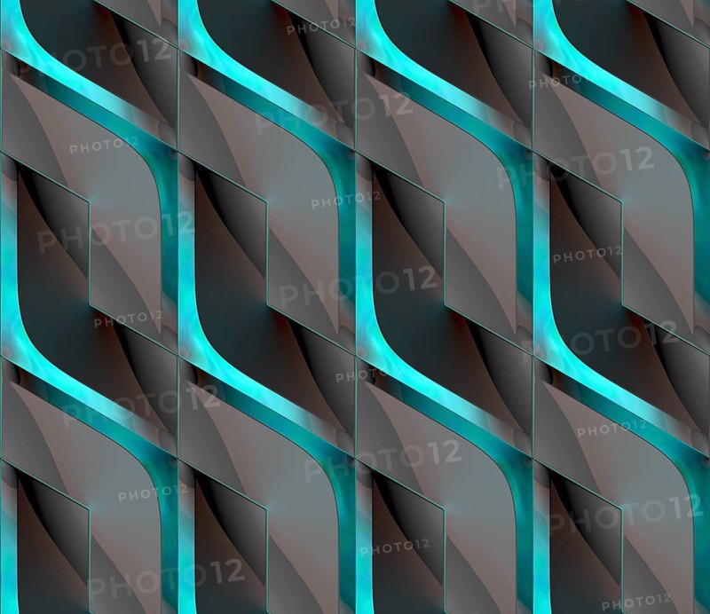 Futuristic 3D Wallpaper of black and green angular shape. High quality seamless texture