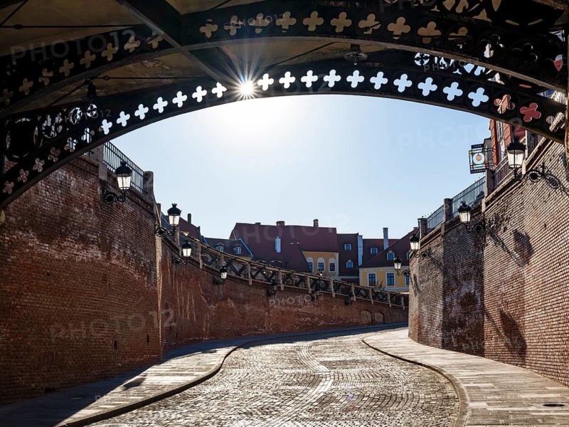 Paved road under the bridge of lies, Sibiu, Sibiu, Transylvania, Romania