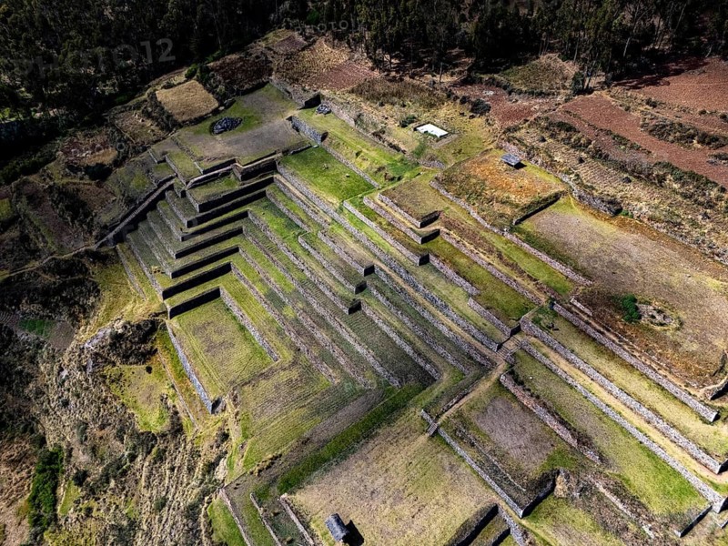 Agricultural terraces, Cinchero archaeological site, Inca architecture, Quechua, indigenous population, Urubamba Valley, Cusco region, Andes, South America