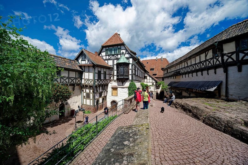 Bailiwick with Nuremberg bay window, castle courtyard, Wartburg, castle in the Thuringian Forest, UNESCO World Heritage, Eisenach, Thuringia, Germany