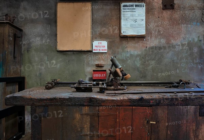Interior view, workshop, Victoria Shaft, museum, Geevor Tin Mine, tin mine, tin mine, mining, Pendeen, Trewellard near St Just in Penwith, Cornwall, England, Great Britain, Great Britain