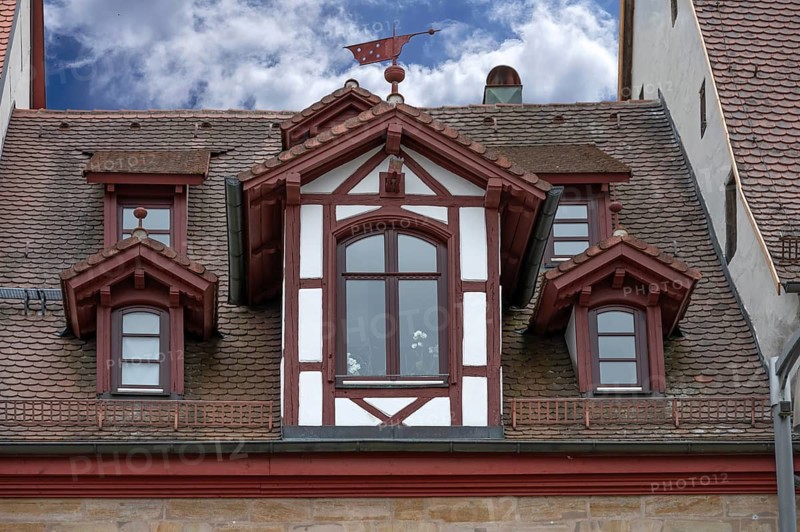 Historic dormers, Altdorf, Middle Franconia, Bavaria, Germany