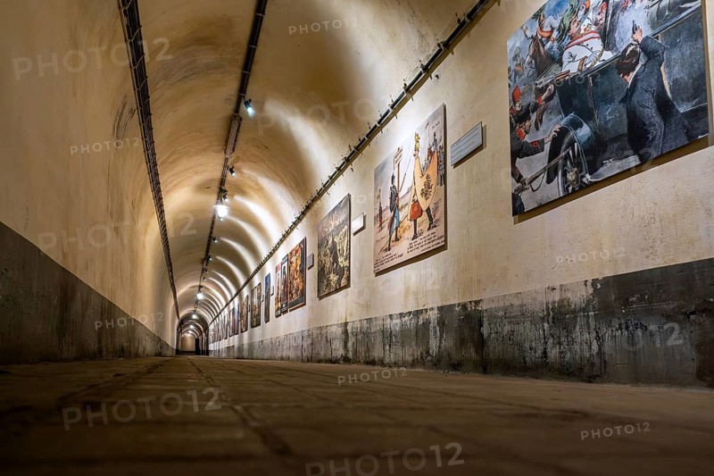 Underground gallery, corridor at Fort Eben-Emael, Belgian WW2 fortress neutralized by German paratroopers during the Second World War Two in Belgium