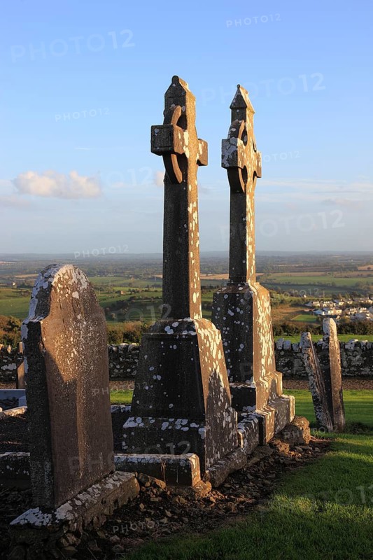 Cemetery and ruins of the monastery church on the Hill of Slane, Leinster province, Ireland