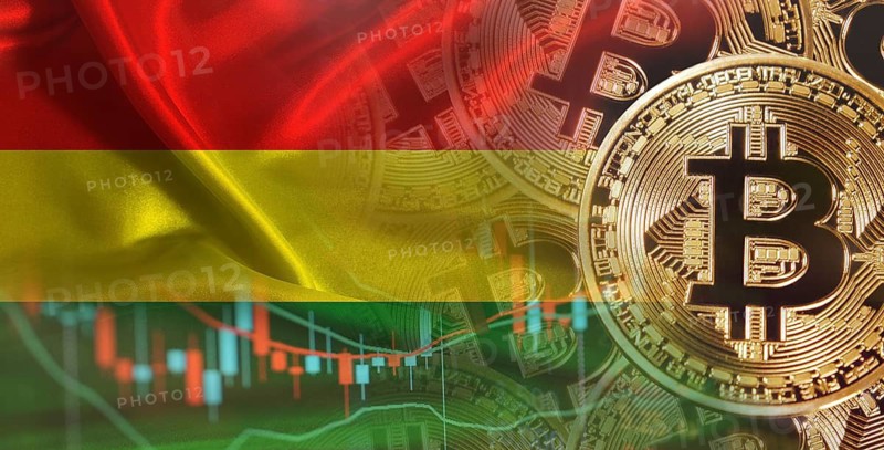 Bitcoin cryptocurrency with Bolivian flag. Investors in Blockchain Technology with Bolivia flag background