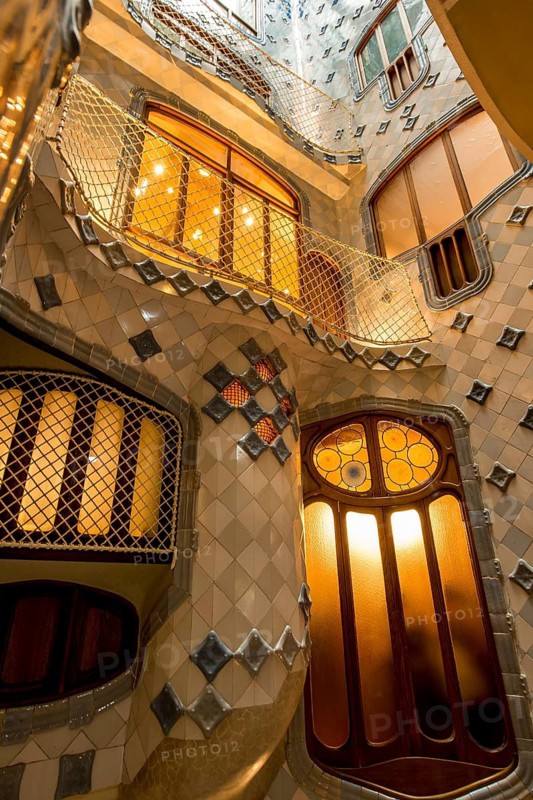 Interior of Casa Batllo modernism design by Antoni Gaudi, old town, barcelona, spain