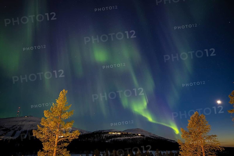 Northern Lights (Aurora borealis), Dundret, Gällivare, Norrbotten, Lapland, Sweden, April 2021
