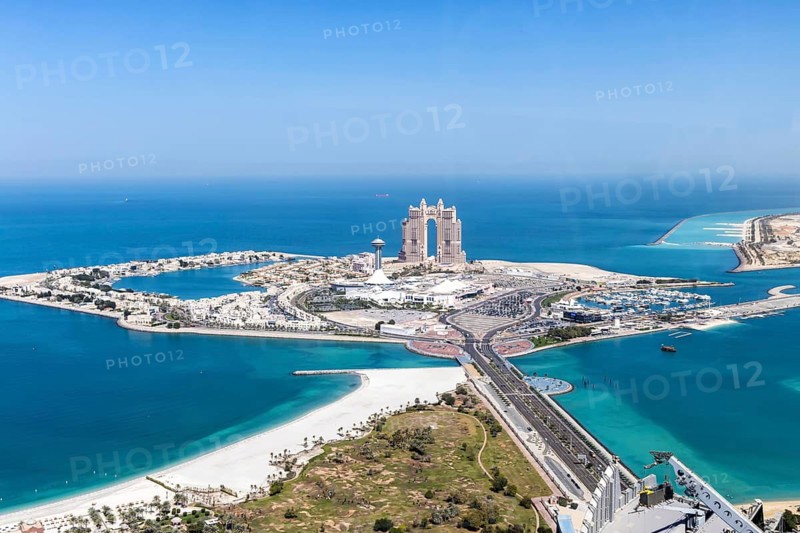 Abu Dhabi skyline from above in Abu Dhabi, United Arab Emirates