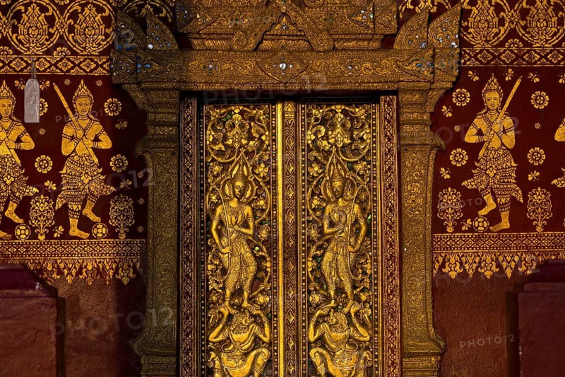 Sunrise, morning at Wat Sibounheuang Buddhist monastery, Luang Prabang, Laos, Southeast Asia
