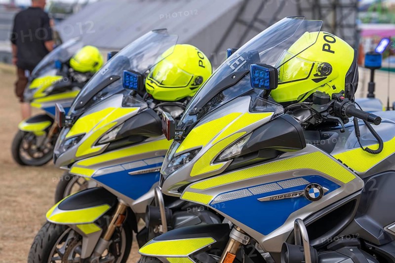 Police emergency motorcycles, Helm, North Rhine-Westphalia, Germany