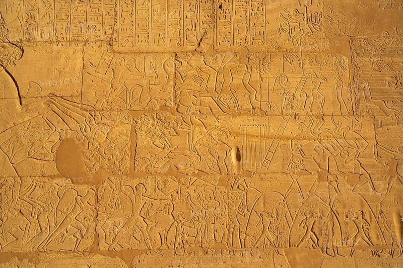Relief depicting the Battle of Kadesh in Ramesseum, mortuary temple of Ramesses II in the Theban necropolis near Luxor, Egypt