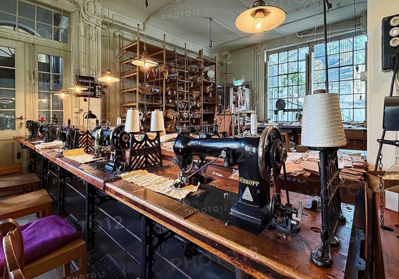 Museum laundry factory, sewing room, industrial sewing machines and knitting machines come almost exclusively from Bielefeld production, Germany