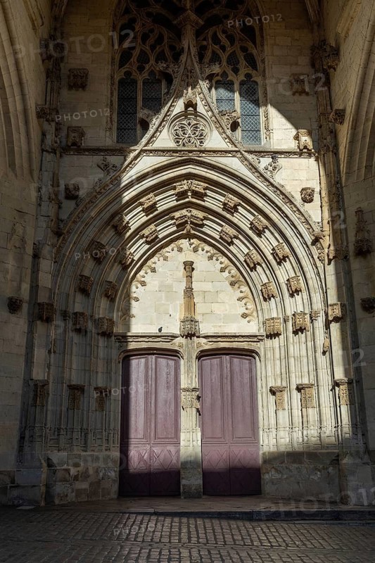 Villefranche de Rouergue. City of Art and History. The porch of Collegiale Notre Dame. Aveyron. Occitanie. France