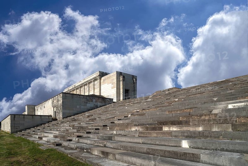 National Socialist Zeppelin main stand on the former Reichsparteitag grounds, 1933-1945, Cloudy Sky, Nuremberg, Middle Franconia Bavaria, Germany