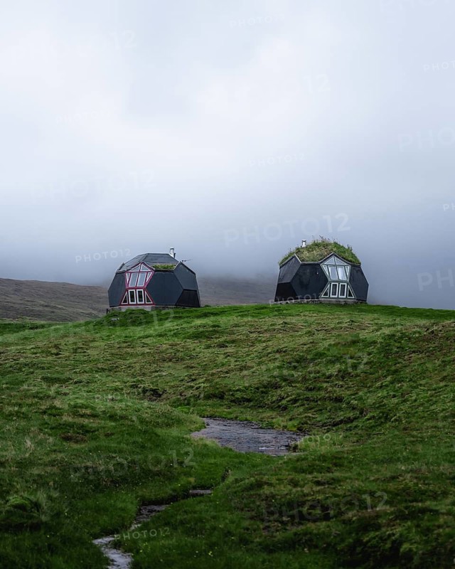 2 grass houses on Streymoy, Faroe Islands