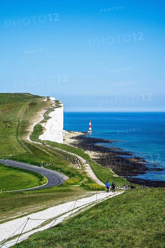 Beachy Head Lighthouse, Beachy Head Cliffs, English Channel, East Sussex, England, United Kingdom