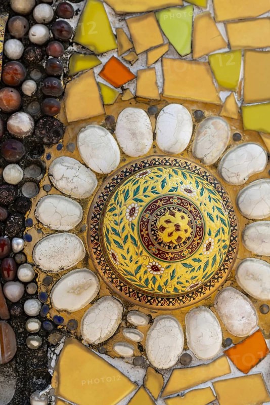 Main chedi (Phra That) decorated with over 5 million colourful mosaic stones and ceramic pieces, Buddhist temple complex Wat Phra That Sorn Kaew, Khao Kho Mountains, Phetchabun Province, Isan, Thailand