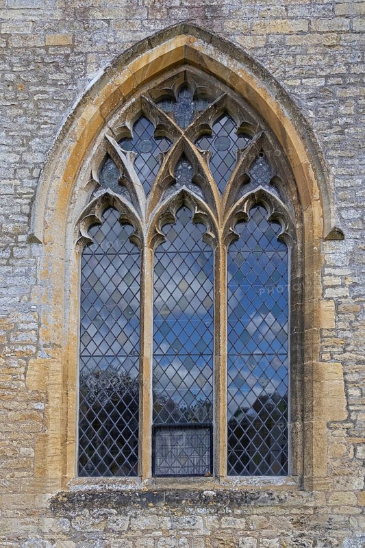 Window, St Mary's Church, Bibury, The Cotswolds, England, Great Britain