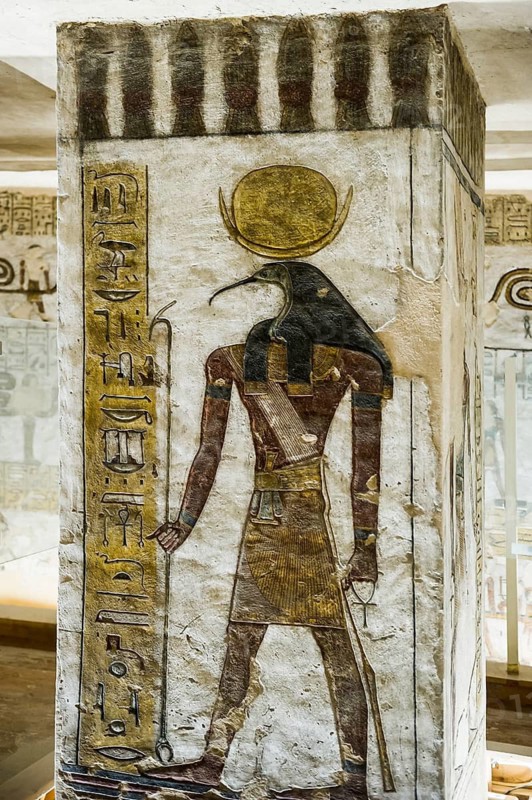 Colourful reliefs and wall paintings and hieroglyphs, tomb, Pharaoh Ramesses III, Valley of the Kings, UNESCO World Heritage Site, Thebes, Luxor, Egypt