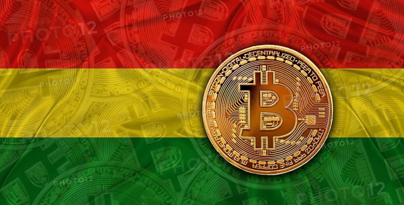 Investors in Blockchain Technology with Bolivia flag background. Bitcoin cryptocurrency with Bolivian flag