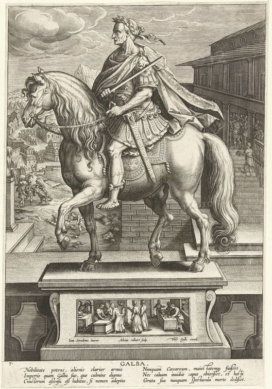 Lucius Livius Ocella Servius Sulpicius Galba (born 24 December 3 BC near Tarracina, died 15 January 69 in Rome) was Roman Emperor from 8 June 68 to 15 January 69. In the year of his death, three further emperors were appointed, which is why it has gone down in history as the Year of the Four Emperors. Illustration: reproduction of a 19th-century original. Authentic, file restored for optimal use, exact date of the original unknown, historical
