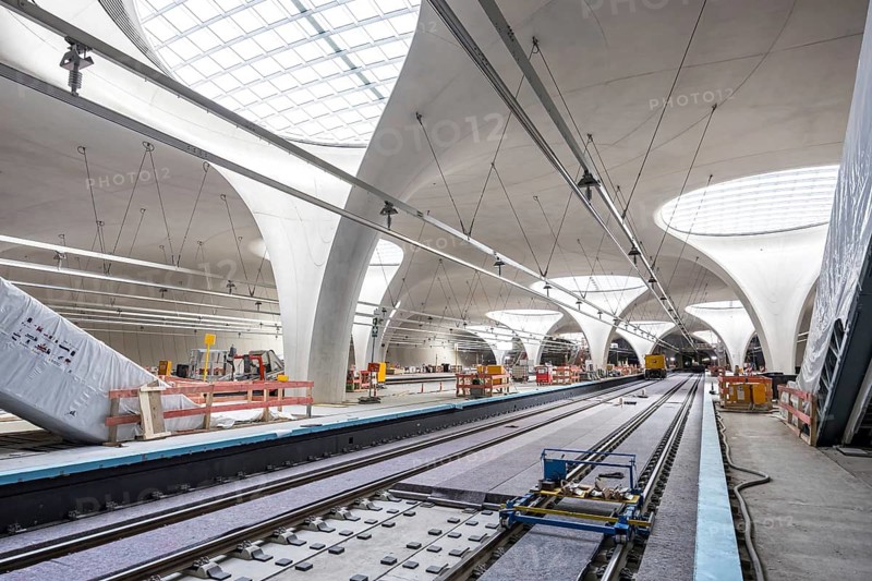 Stuttgart 21 station with light eyes tunnel Construction site new main station in Stuttgart, Germany