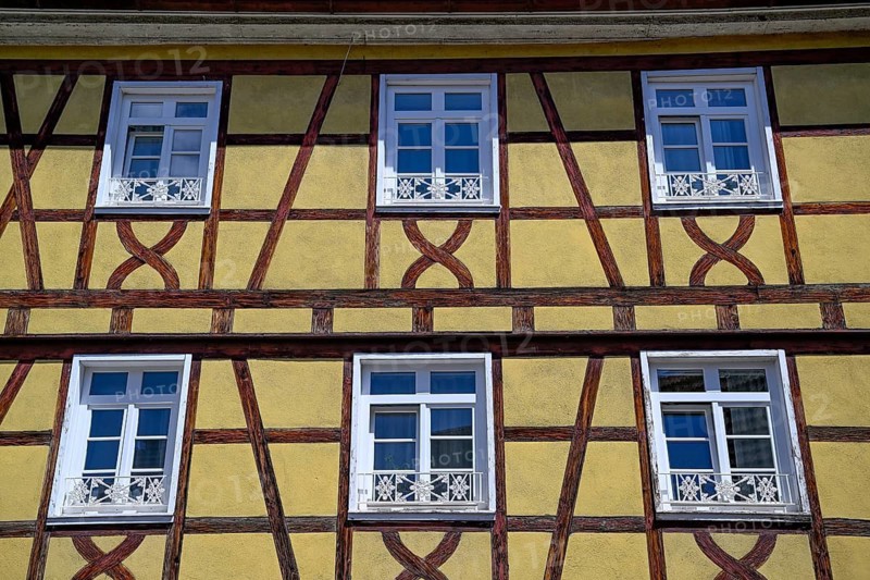 Half-timbered façade in Gernsbach, Murgtal, Rastatt district, Northern Black Forest, Baden-Württemberg