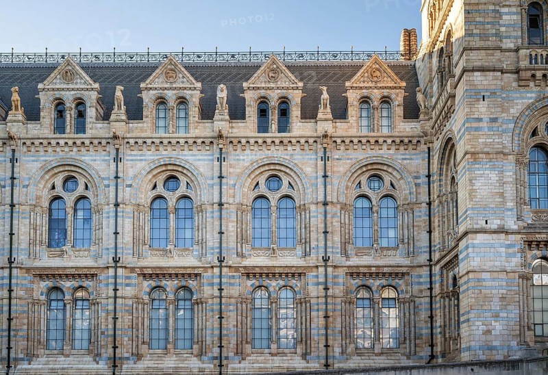 Natural History Museum or Natural History Museum façade, built in 1860 in Romanesque-Byzantine style, South-Kensington, London, England, Great Britain