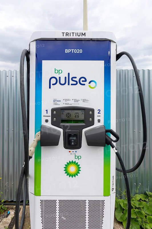 Tritium Veefil-RT 50kW DC rapid electric vehicle (EV) charging station, bp pulse public charging network, Frome, Somerset, England, UK