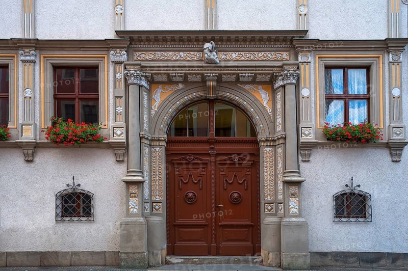 Renaissance portal from 1556 of the former mint, Untermarkt, Görlitz, Upper Lusatia, Saxony, Germany