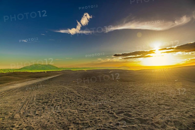 Landscape of a beautiful sunset amidst the mountains. Sunset at Cerro Negro, Nicaragua
