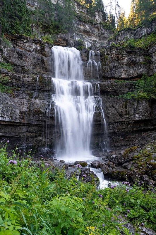 Cascata di Mezzo waterfall, long exposure, Vallesinella, Brenta, Trentino, Italy