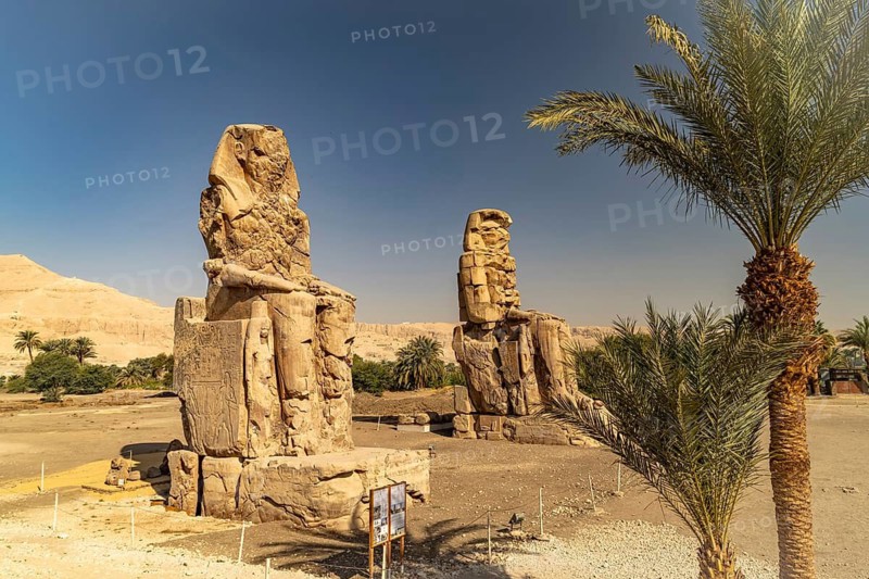 The Colossi of Memnon in the Nile Valley in West Thebes near Luxor, Egypt